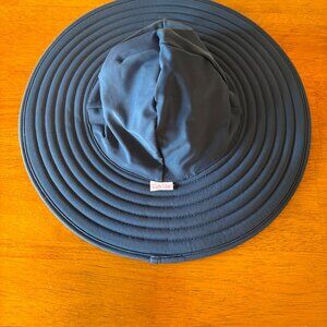 Ruffle Butts Blue Wide-Brimmed Hat with Rippled Design